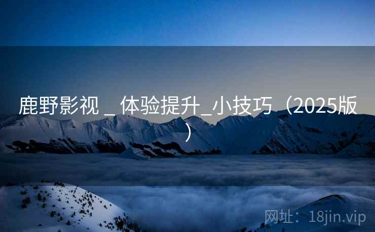 鹿野影视 _ 体验提升_小技巧（2025版）